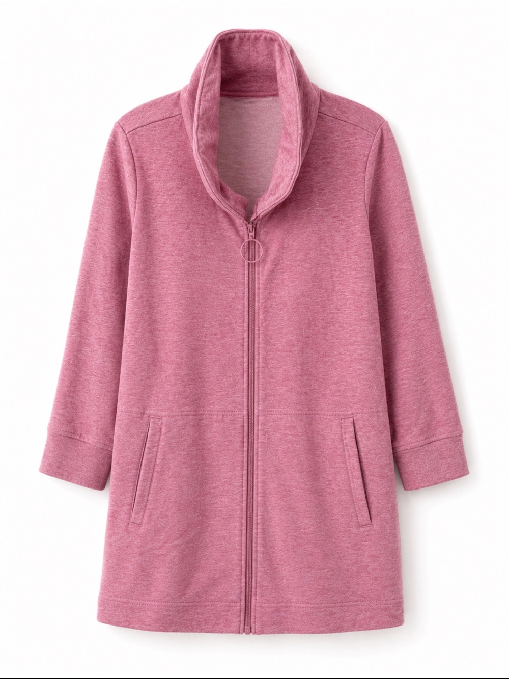 Cozy Pink Full-Zip Funnel Neck Hoodie - Picture 2 of 3